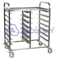 Тележка-шпилька с рабочей поверхностью ТРПп - 900*620*1100 "Profi Inox", 7 уровней